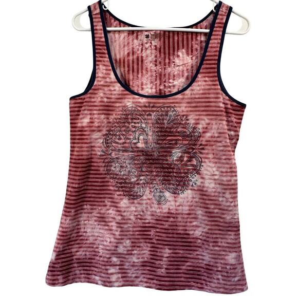 Lucky Brand Tops - Lucky Brand Double Knit Tank Top Henna Design Tie Dye Size L Red